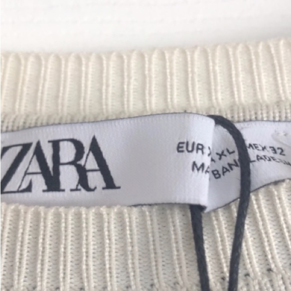 Zara Womens Light Weight Sweater, Cream & Black Slim Fit - Picture 2 of 7